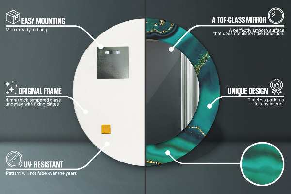 Smaragdový mramor Okrúhle dekoračné zrkadlo