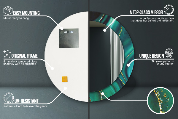 Smaragdový mramor Okrúhle dekoračné zrkadlo