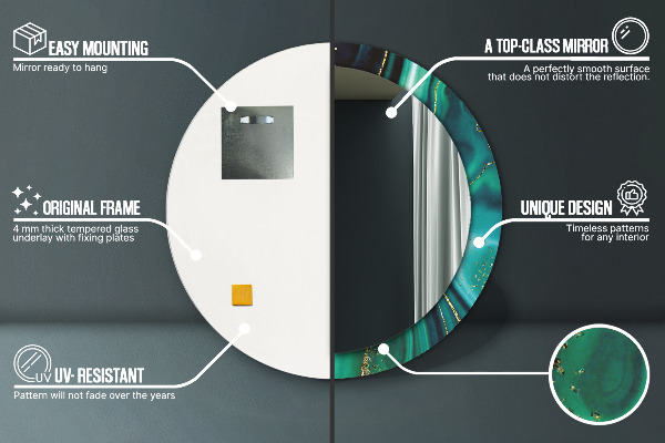 Smaragdový mramor Okrúhle dekoračné zrkadlo