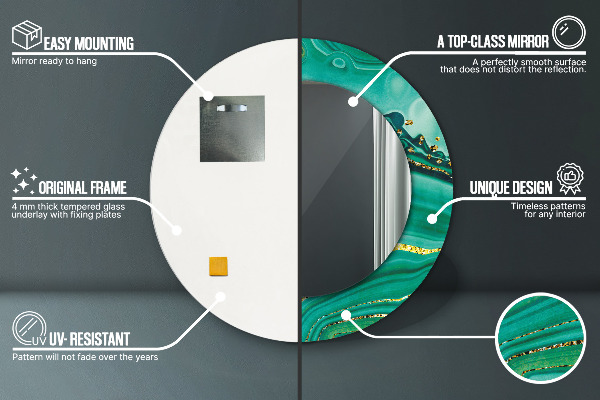 Mramor z achátu Okrúhle dekoračné zrkadlo na stenu