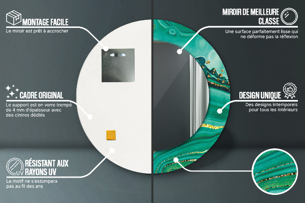 Mramor z achátu Okrúhle dekoračné zrkadlo na stenu