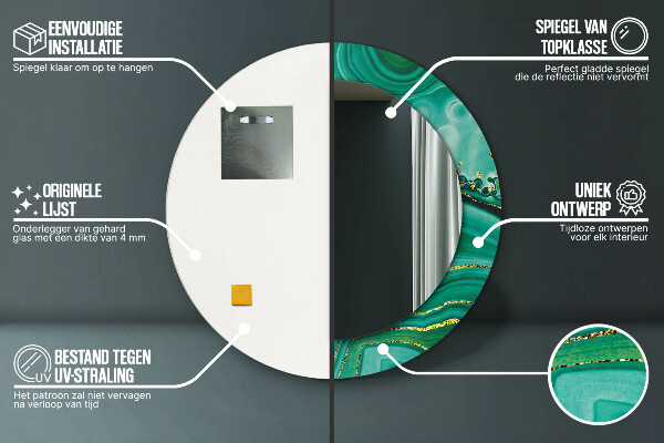 Mramor z achátu Okrúhle dekoračné zrkadlo na stenu