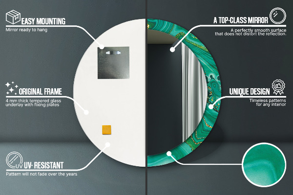 Mramor z achátu Okrúhle dekoračné zrkadlo na stenu