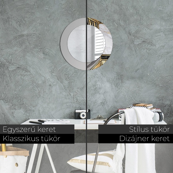 Mramor a zlato Okrúhle dekoračné zrkadlo na stenu