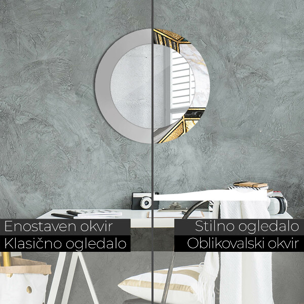 Mramor a zlato Okrúhle dekoračné zrkadlo na stenu