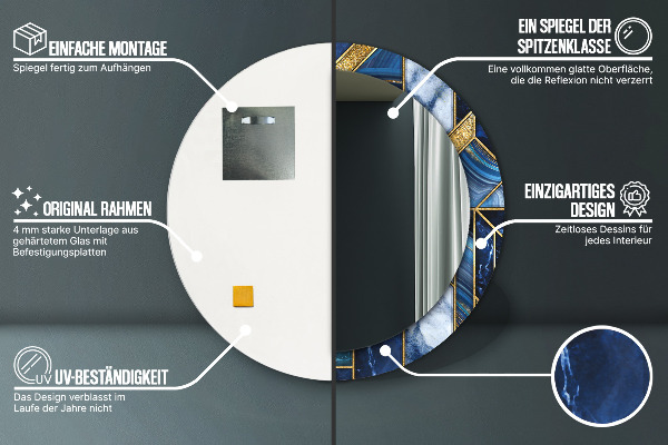 Moderný mramor Okrúhle dekoračné zrkadlo na stenu