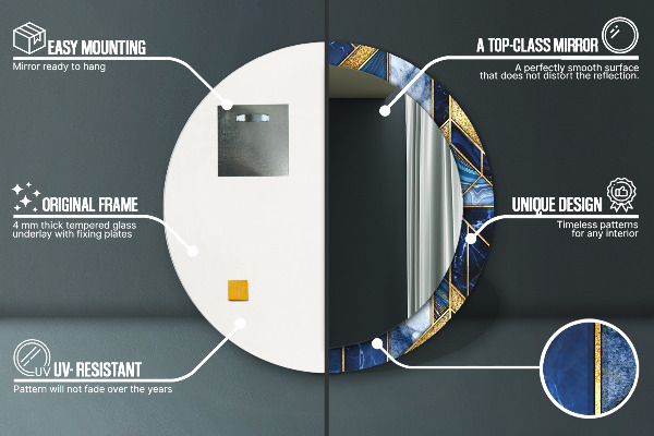 Moderný mramor Okrúhle dekoračné zrkadlo na stenu