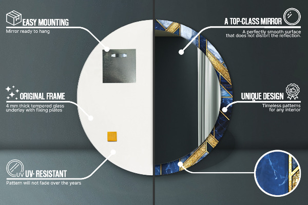 Moderný mramor Okrúhle dekoračné zrkadlo na stenu