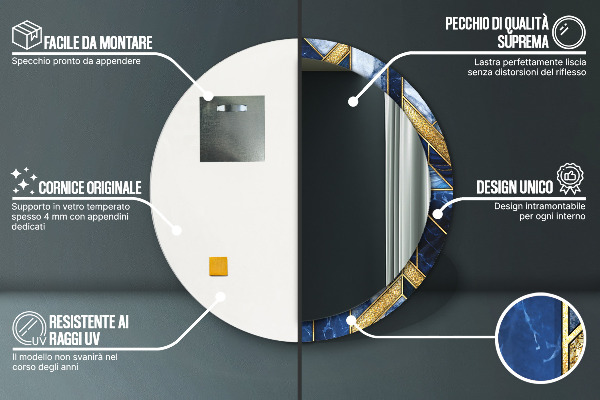 Moderný mramor Okrúhle dekoračné zrkadlo na stenu