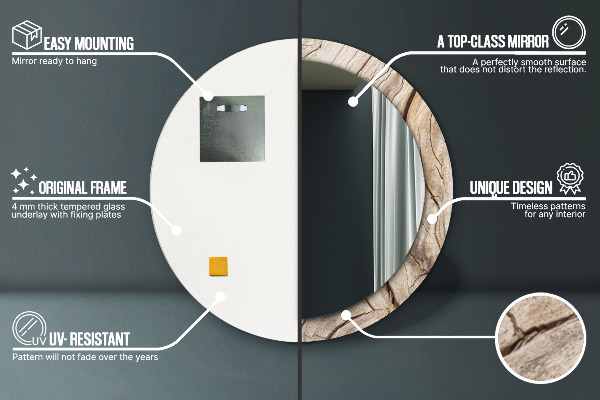 Popraskané drevo Okrúhle dekoračné zrkadlo na stenu