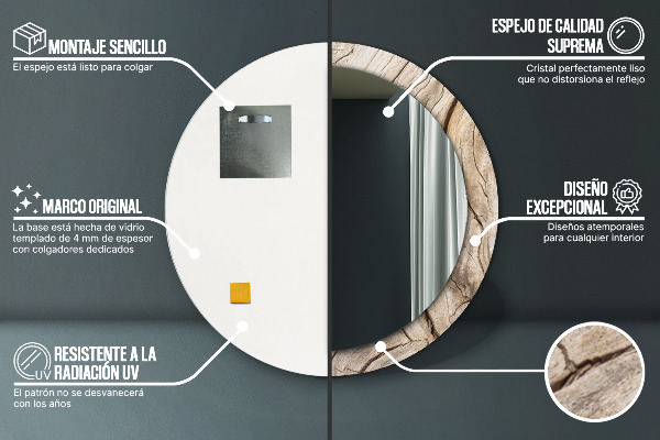 Popraskané drevo Okrúhle dekoračné zrkadlo na stenu