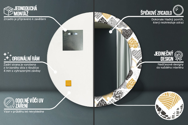 Srdcia Doodle Okrúhle dekoračné zrkadlo