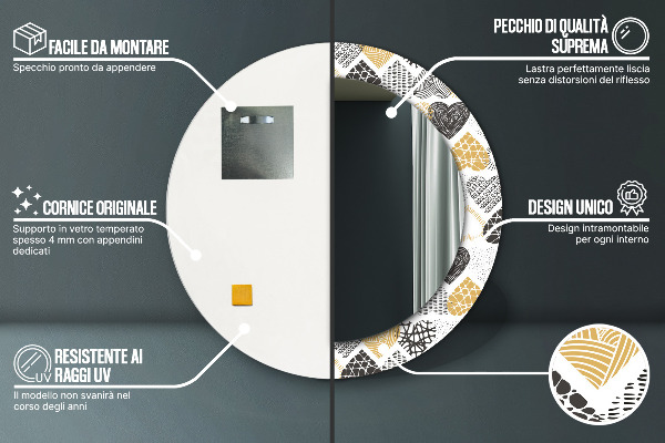 Srdcia Doodle Okrúhle dekoračné zrkadlo
