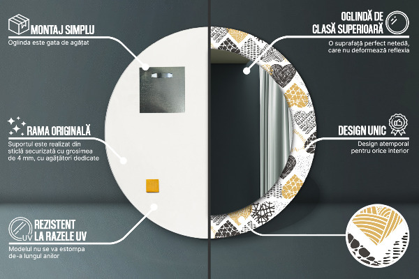 Srdcia Doodle Okrúhle dekoračné zrkadlo