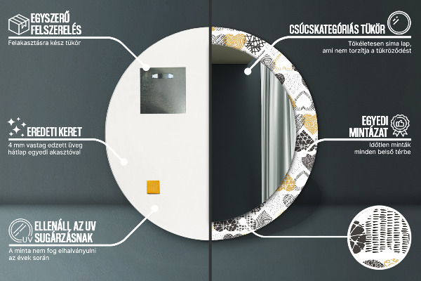 Srdcia Doodle Okrúhle dekoračné zrkadlo