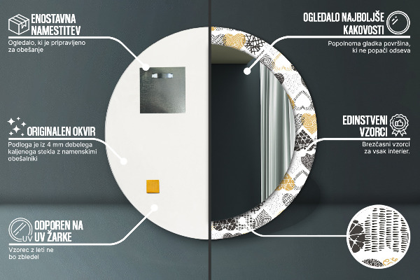 Srdcia Doodle Okrúhle dekoračné zrkadlo