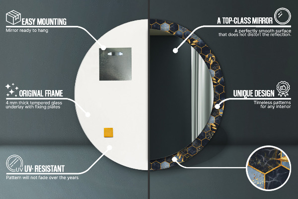 Šesťuholník Okrúhle dekoračné zrkadlo