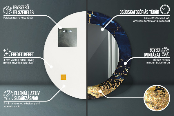 Modrý mramor Okrúhle dekoračné zrkadlo