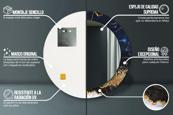 Modrý mramor Okrúhle dekoračné zrkadlo