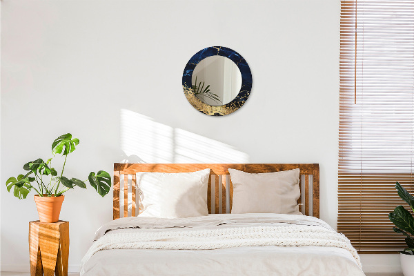 Modrý mramor Okrúhle dekoračné zrkadlo