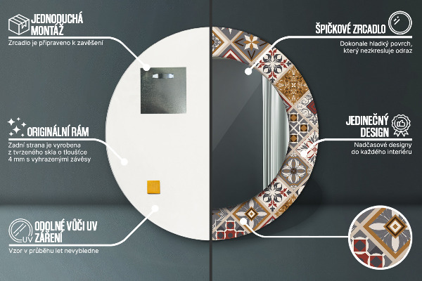 Turecký vzor Okrúhle zrkadlo s motívom