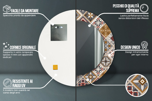 Turecký vzor Okrúhle zrkadlo s motívom