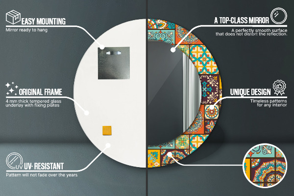 Arabský vzor Okrúhle zrkadlo s motívom