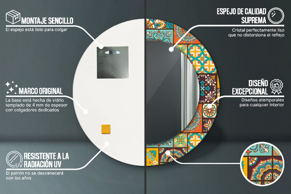 Arabský vzor Okrúhle zrkadlo s motívom