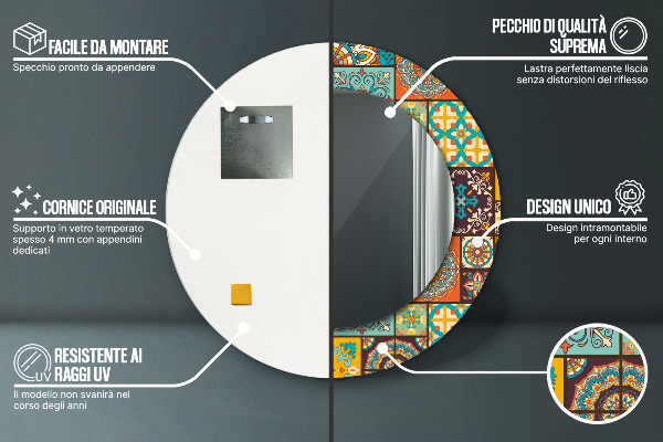 Arabský vzor Okrúhle zrkadlo s motívom