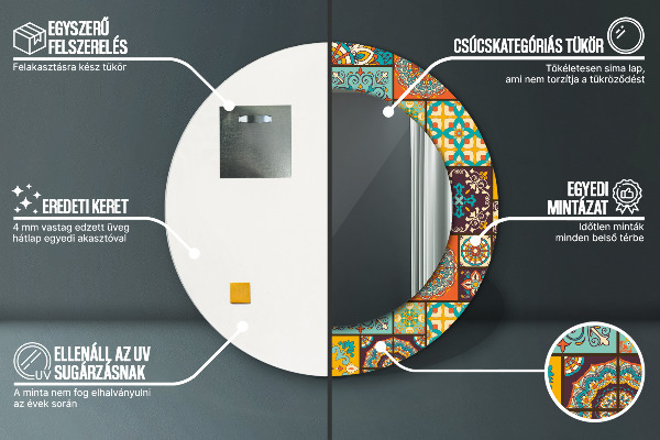 Arabský vzor Okrúhle zrkadlo s motívom