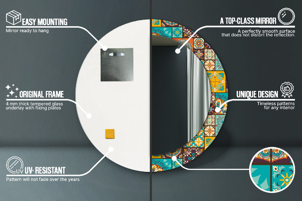 Arabský vzor Okrúhle zrkadlo s motívom