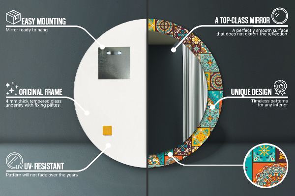 Arabský vzor Okrúhle zrkadlo s motívom