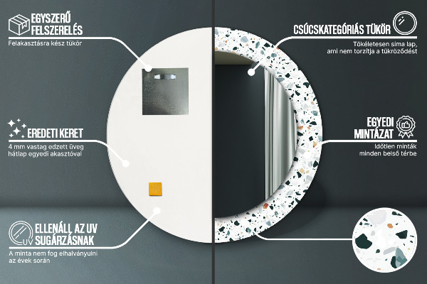 Prírodný kameň Okrúhle zrkadlo s motívom