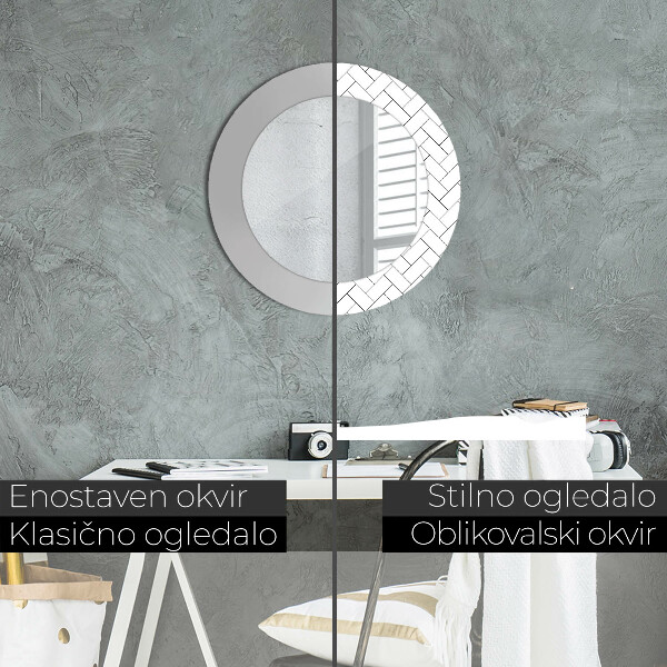 Rybí kosť Okrúhle dekoračné zrkadlo