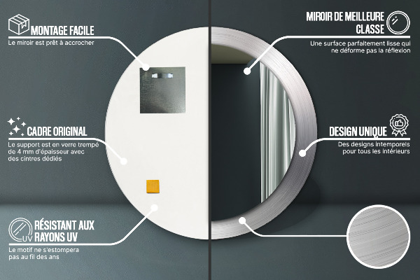 Lesklá oceľ Okrúhle dekoračné zrkadlo