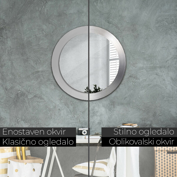 Lesklá oceľ Okrúhle dekoračné zrkadlo