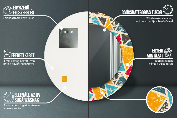 Retro zloženie Okrúhle dekoračné zrkadlo