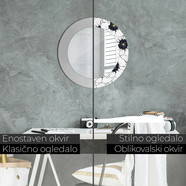 Zloženie lineárnych kvetov Okrúhle dekoračné zrkadlo na stenu