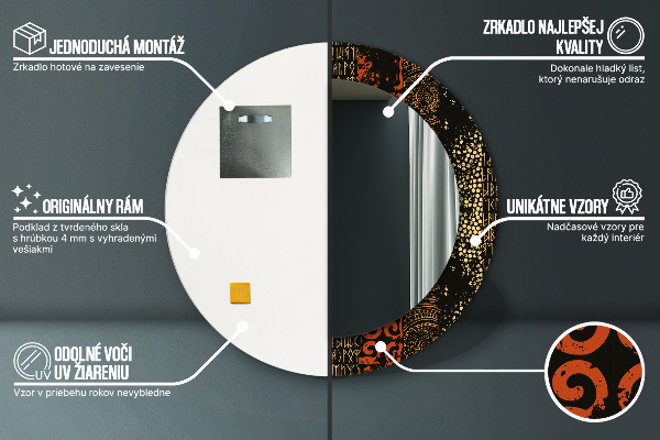 Grunge abstraktný vzor Okrúhle dekoračné zrkadlo na stenu