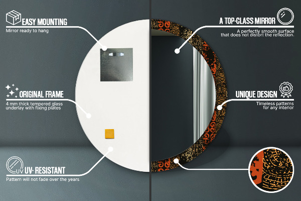 Grunge abstraktný vzor Okrúhle dekoračné zrkadlo na stenu