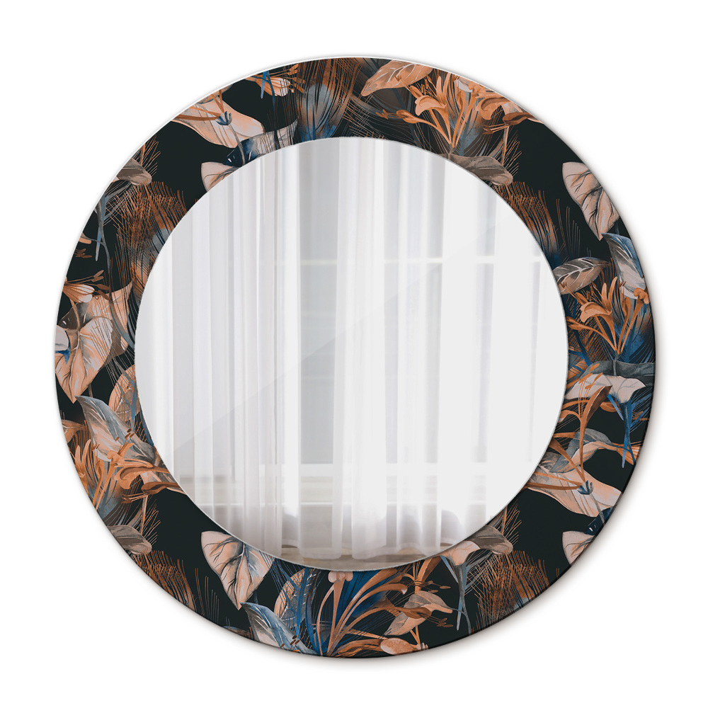 Tmavé tropické listy Okrúhle dekoračné zrkadlo