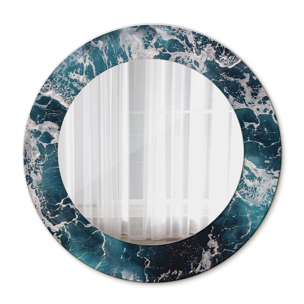 Turbulentné more Okrúhle dekoračné zrkadlo