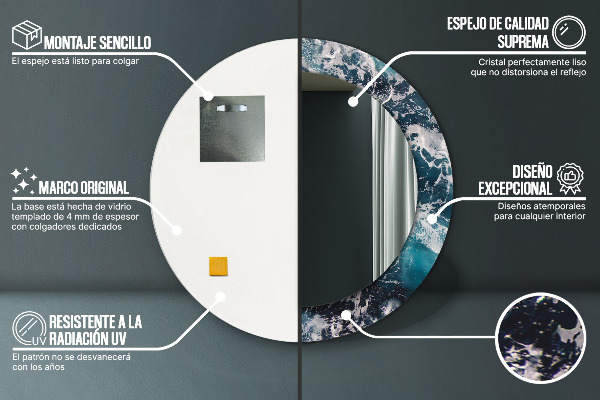 Turbulentné more Okrúhle dekoračné zrkadlo