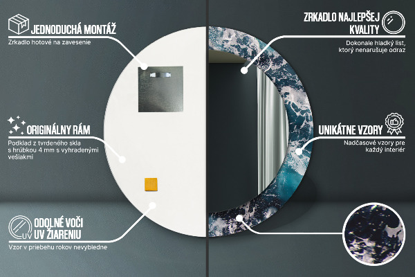 Turbulentné more Okrúhle dekoračné zrkadlo