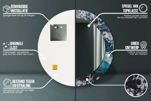 Turbulentné more Okrúhle dekoračné zrkadlo