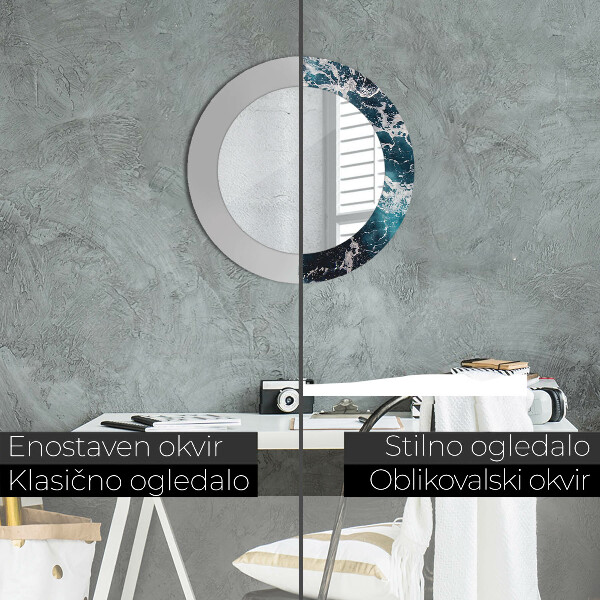 Turbulentné more Okrúhle dekoračné zrkadlo
