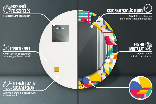 Geometrické tropické vtáky Okrúhle dekoračné zrkadlo