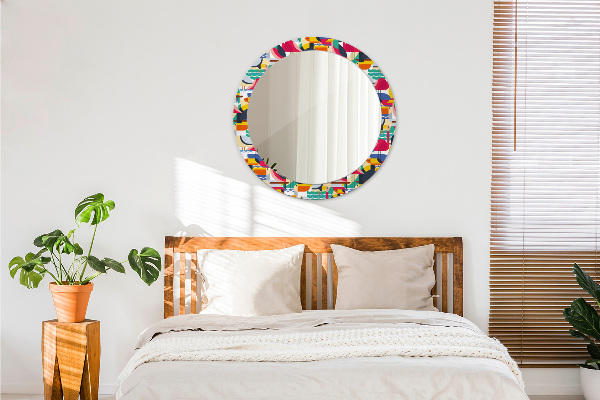 Geometrické tropické vtáky Okrúhle dekoračné zrkadlo