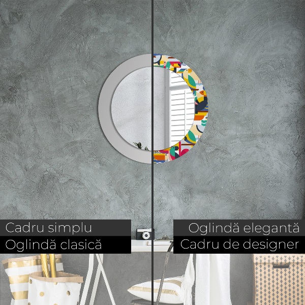Geometrické tropické vtáky Okrúhle dekoračné zrkadlo