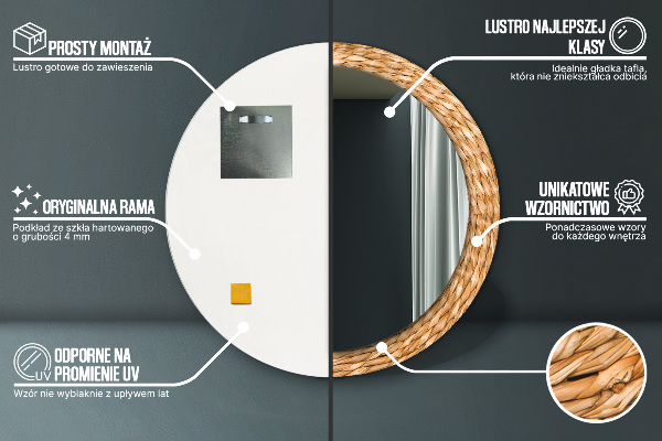 Trstina Okrúhle dekoračné zrkadlo